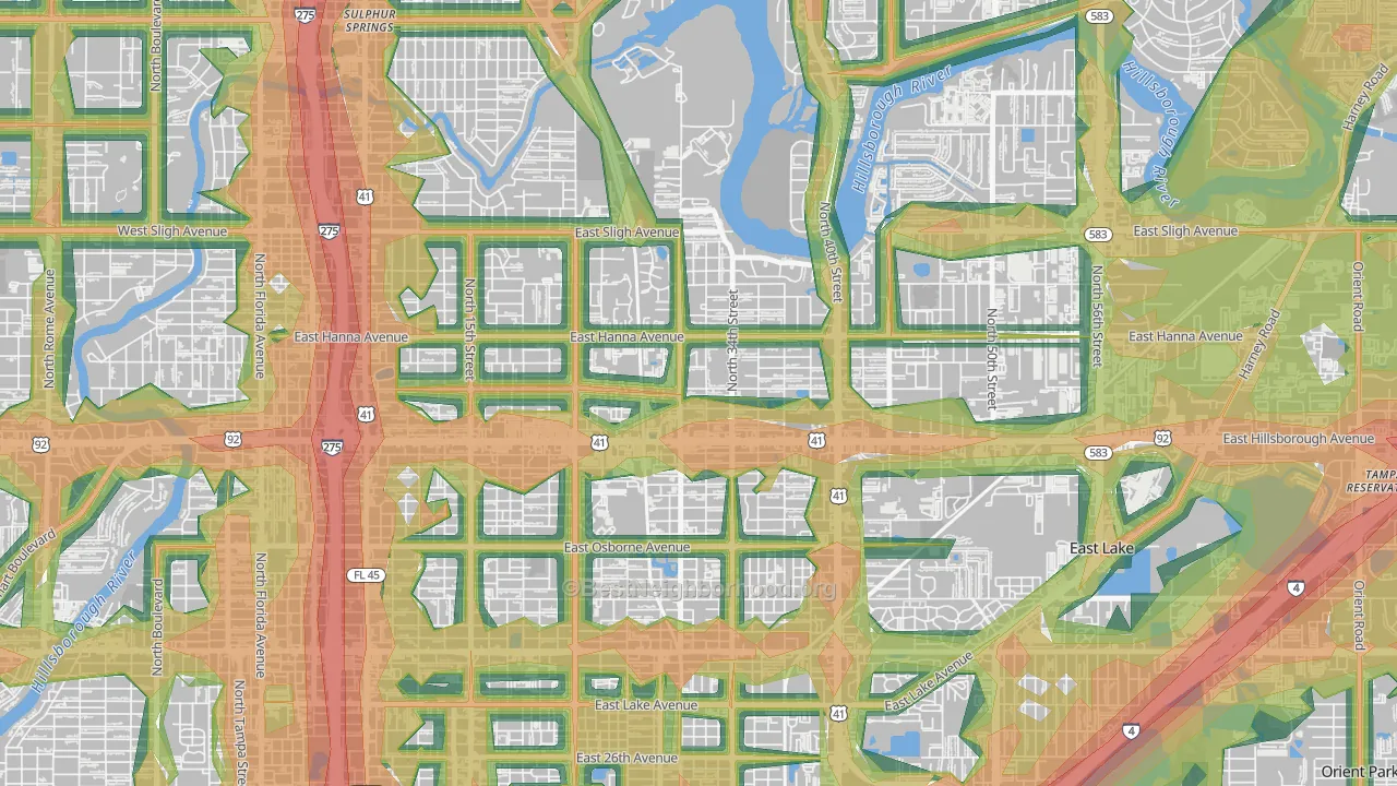 Live Oaks Square, Tampa, FL Map of Noise Levels in Live Oaks Square