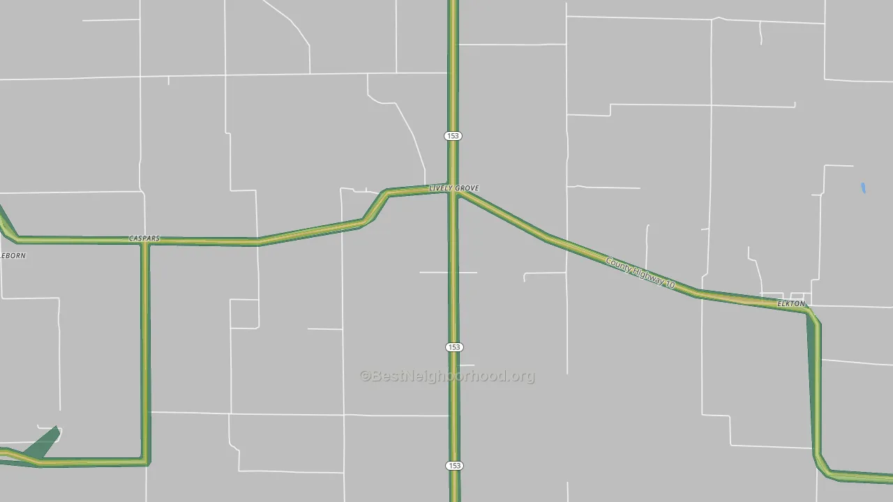 Lively Grove, IL Map of Noise Levels in Lively Grove