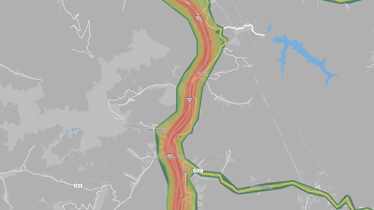 Lively, WV Map of Noise Levels in Lively