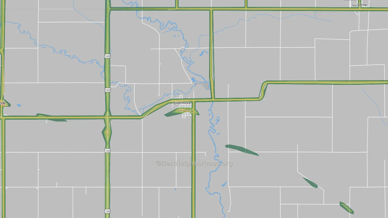 Livermore, IA Map of Noise Levels in Livermore