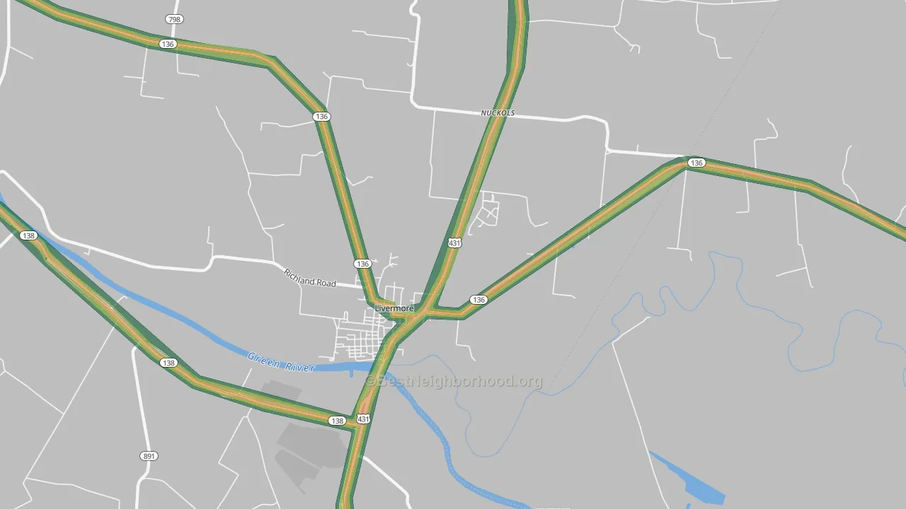 Livermore, KY Map of Noise Levels in Livermore