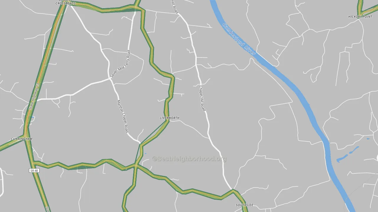 Liverwort, TN Map of Noise Levels in Liverwort