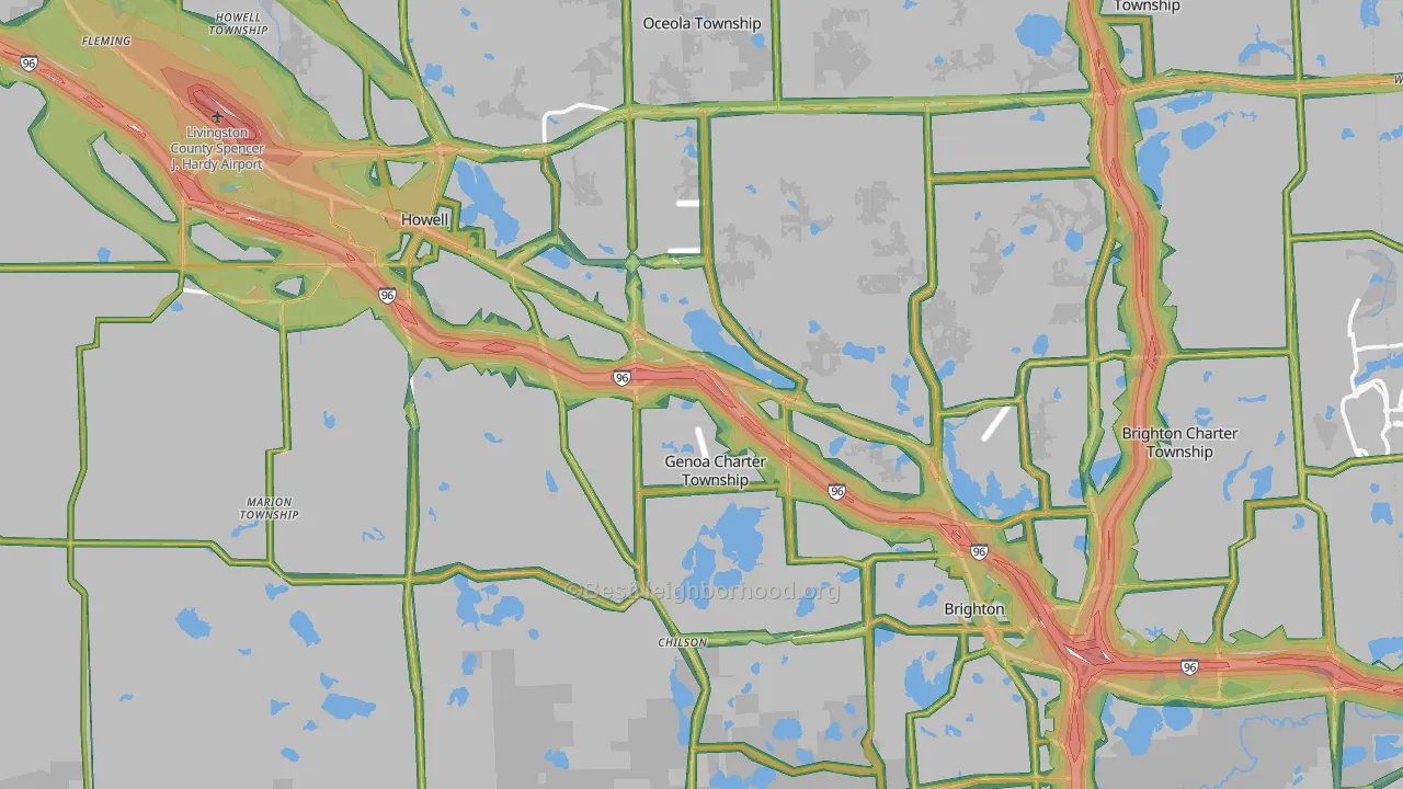 Livingston County, MI Map of Noise Levels in Livingston County