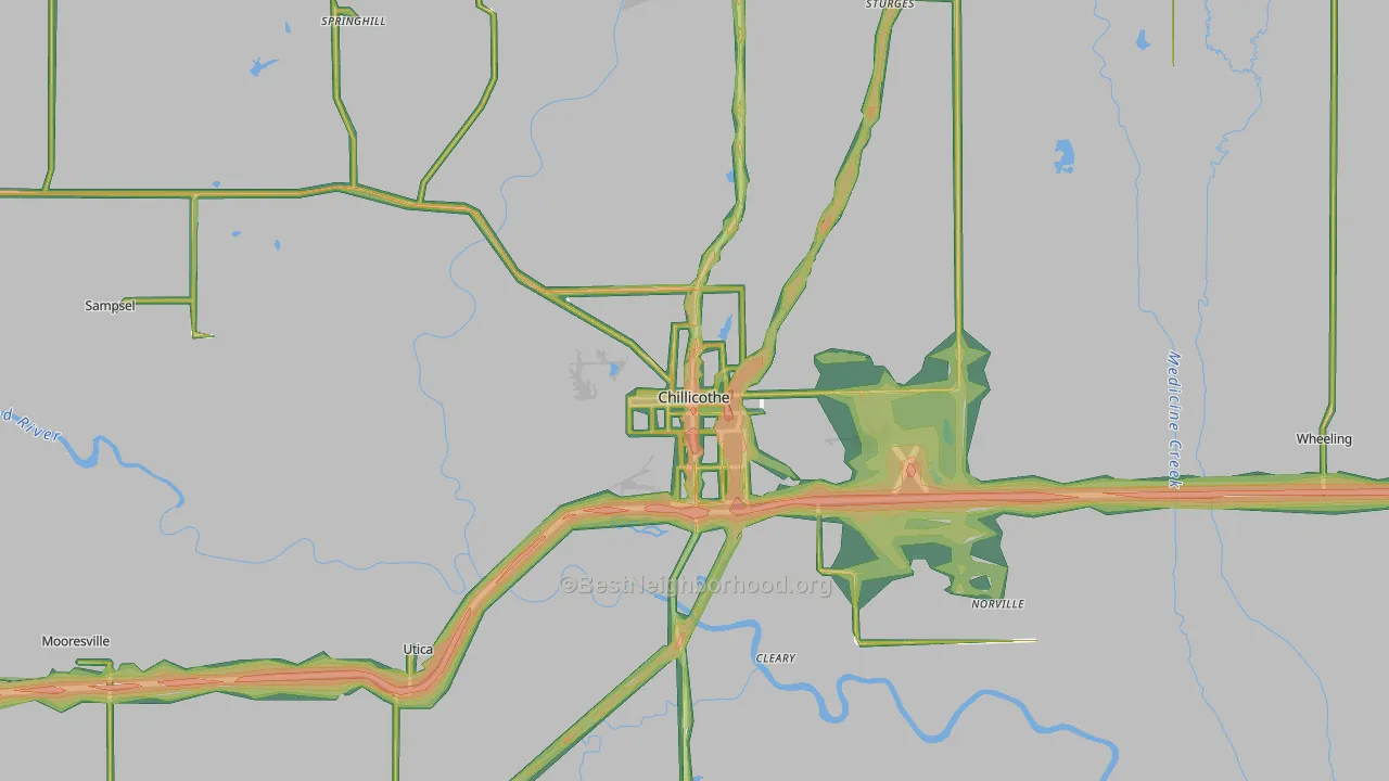Livingston County, MO Map of Noise Levels in Livingston County