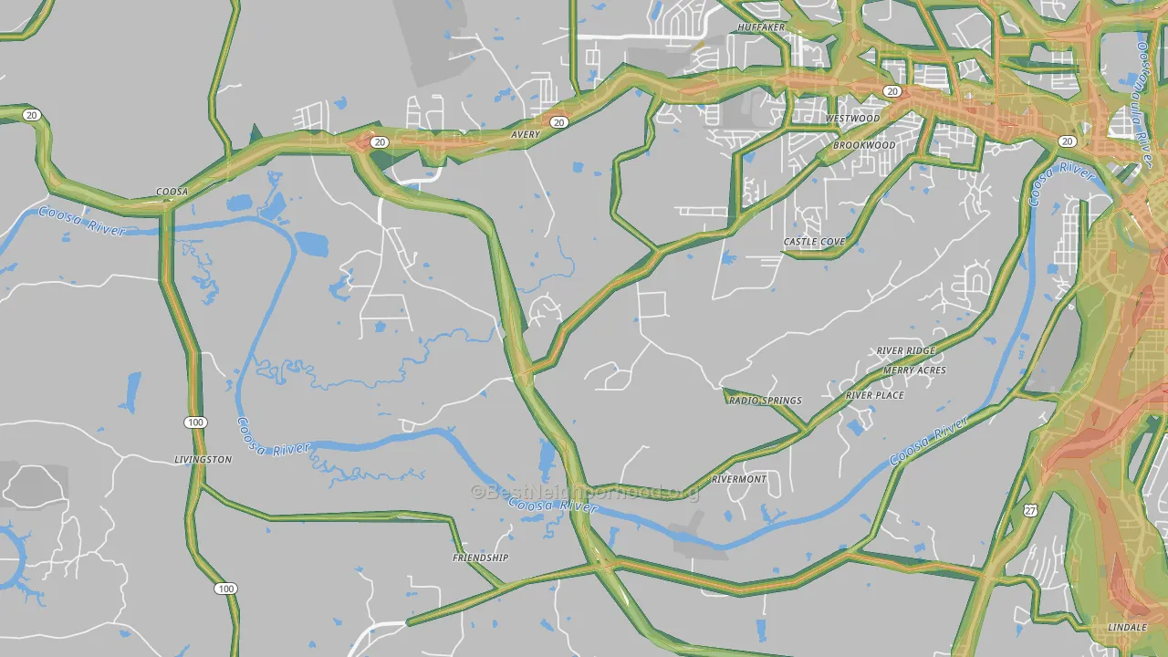 Livingston, GA Map of Noise Levels in Livingston