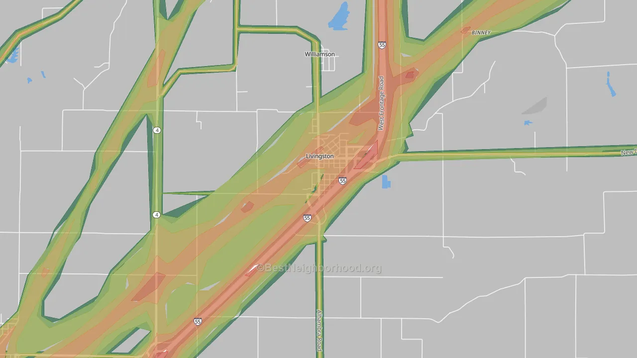 Livingston, IL Map of Noise Levels in Livingston