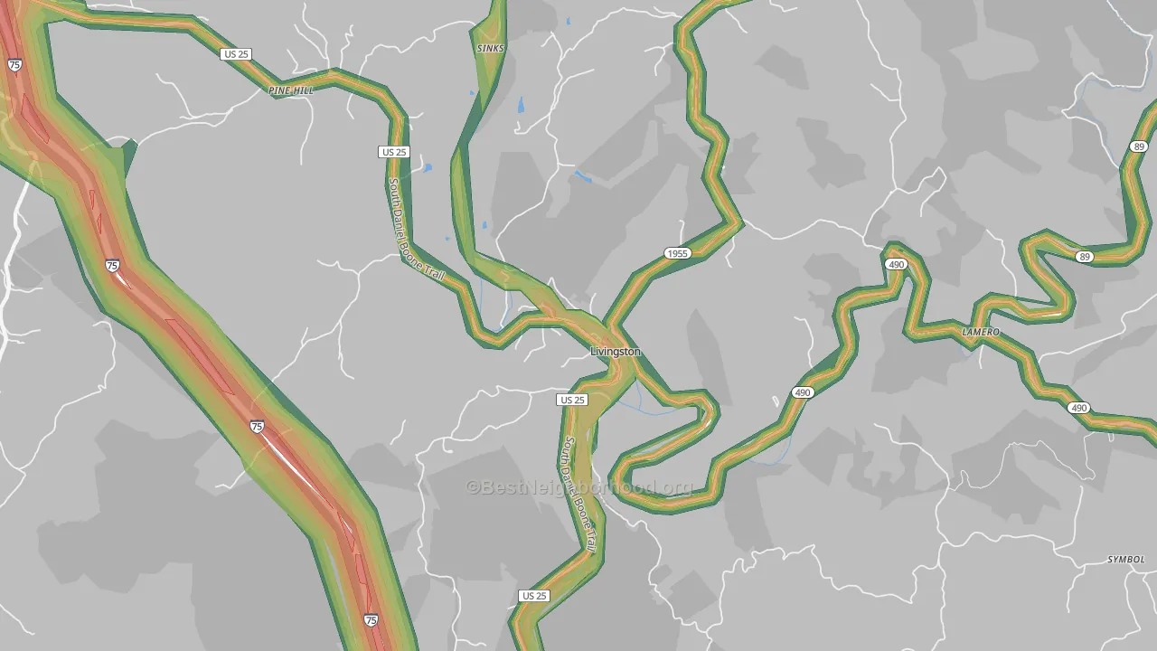 Livingston, KY Map of Noise Levels in Livingston