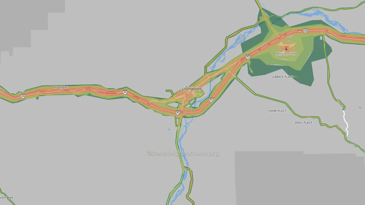 Livingston, MT Map of Noise Levels in Livingston