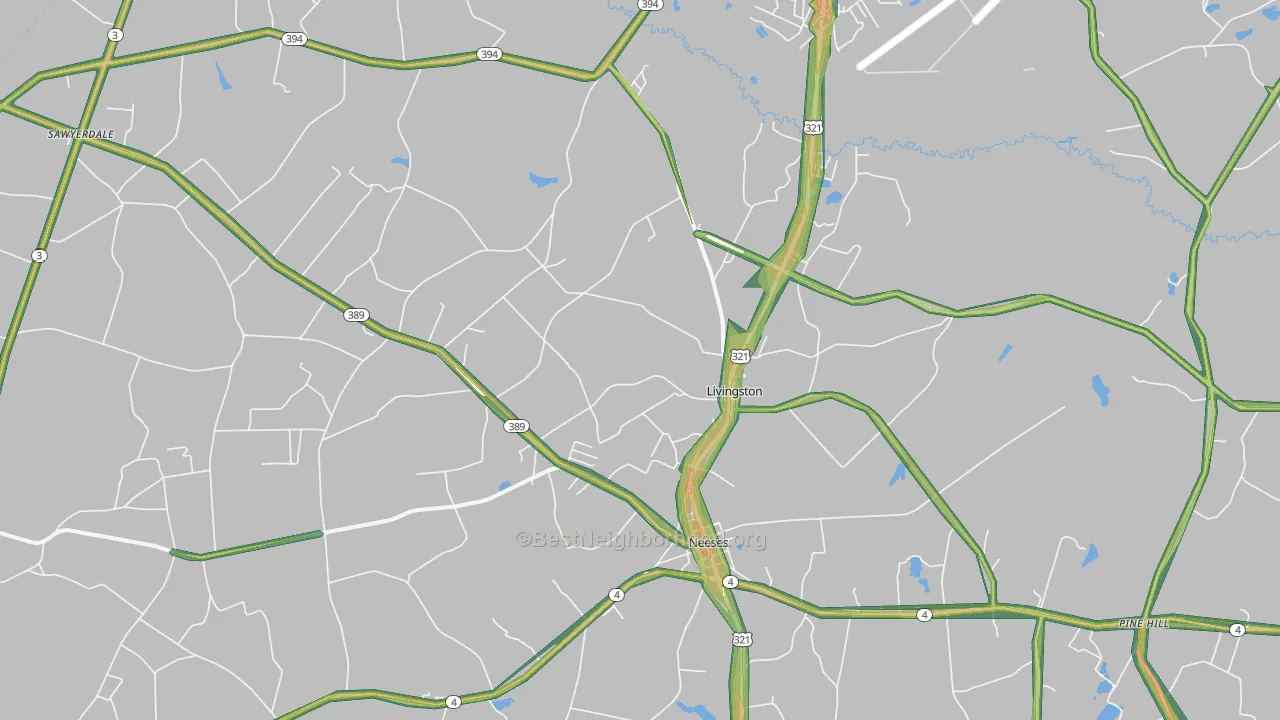 Livingston, SC Map of Noise Levels in Livingston