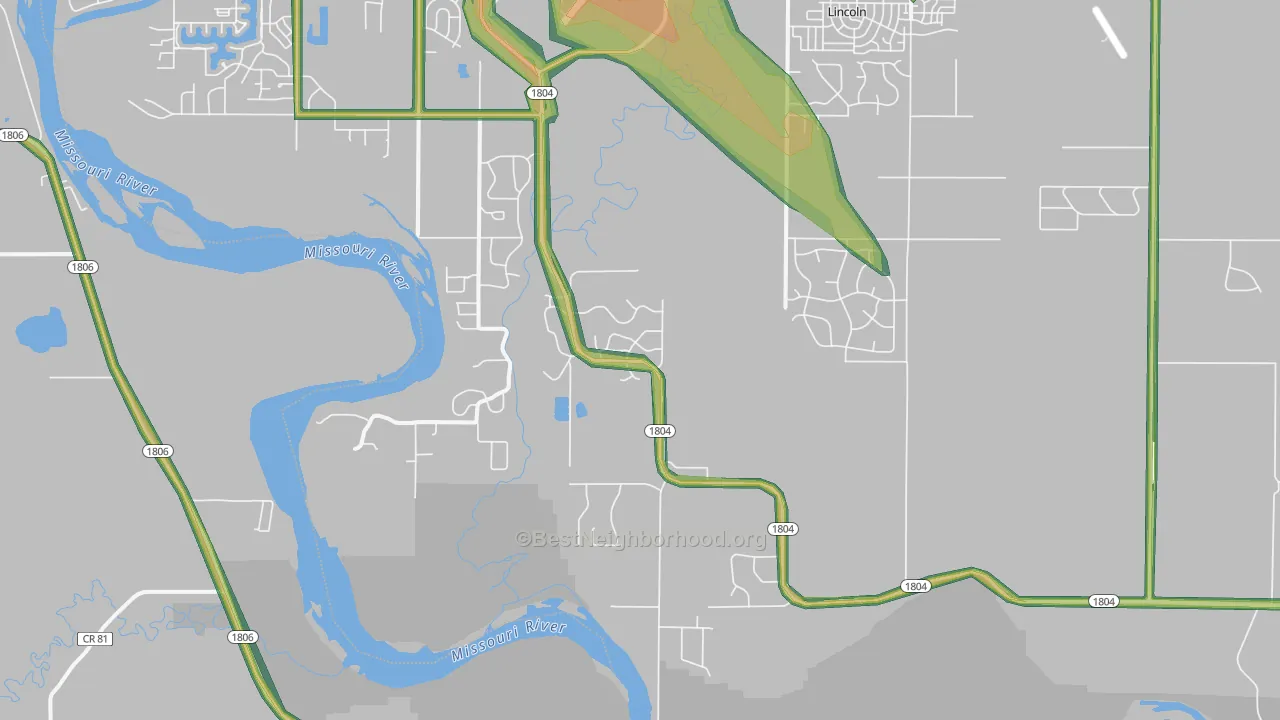 Livona, ND Map of Noise Levels in Livona