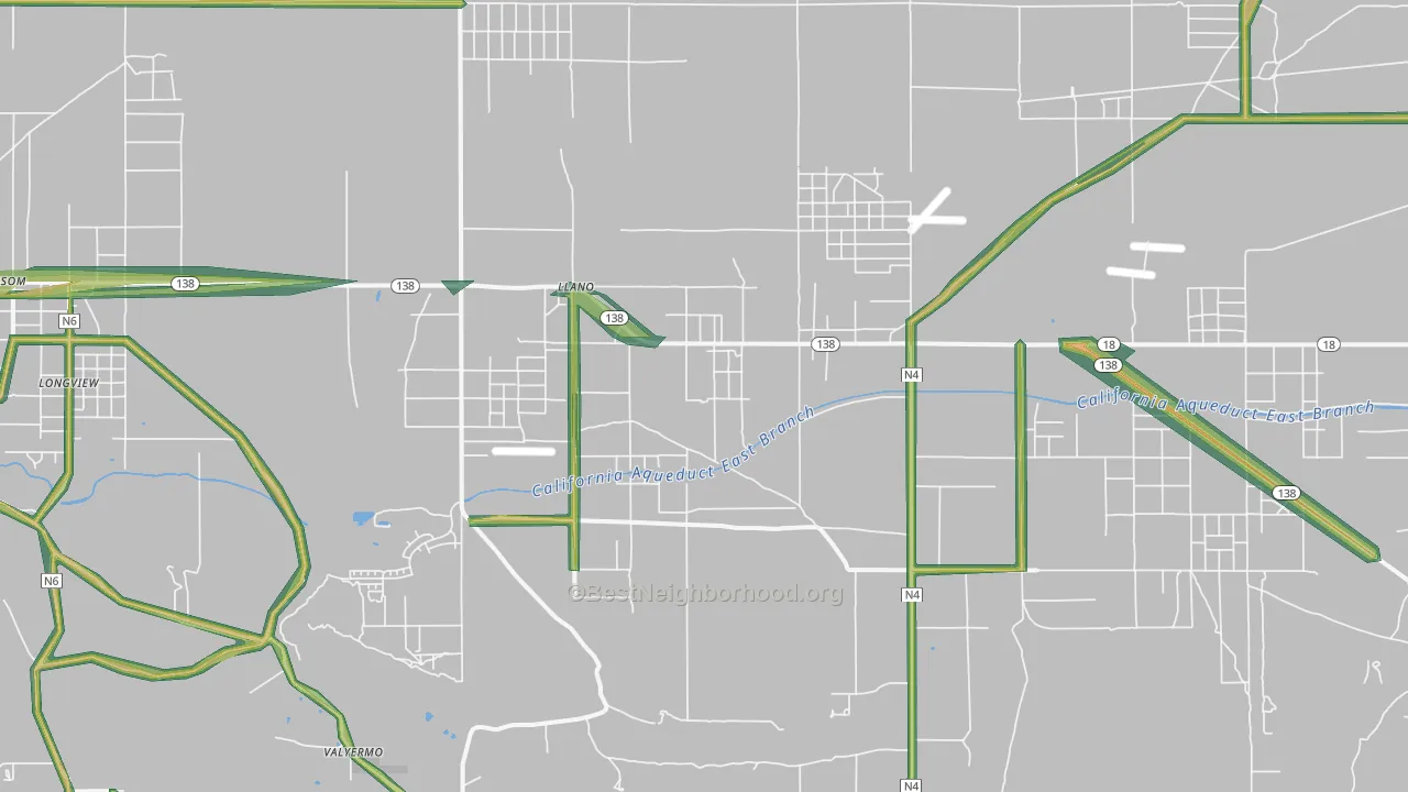 Llano, CA Map of Noise Levels in Llano