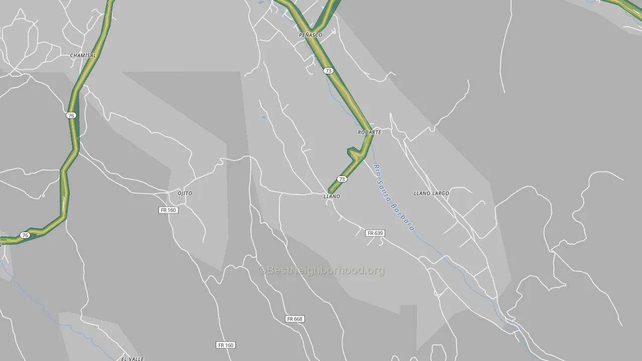 Llano, NM Map of Noise Levels in Llano