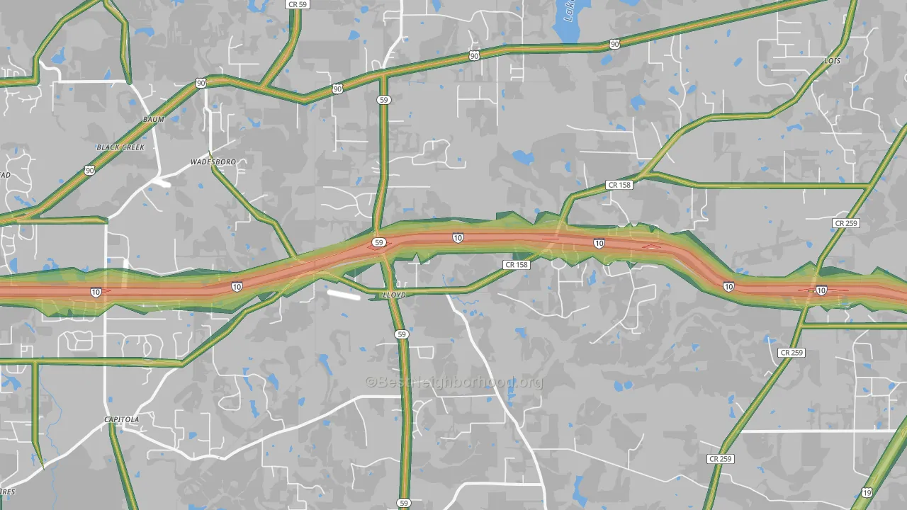 Lloyd, FL Map of Noise Levels in Lloyd