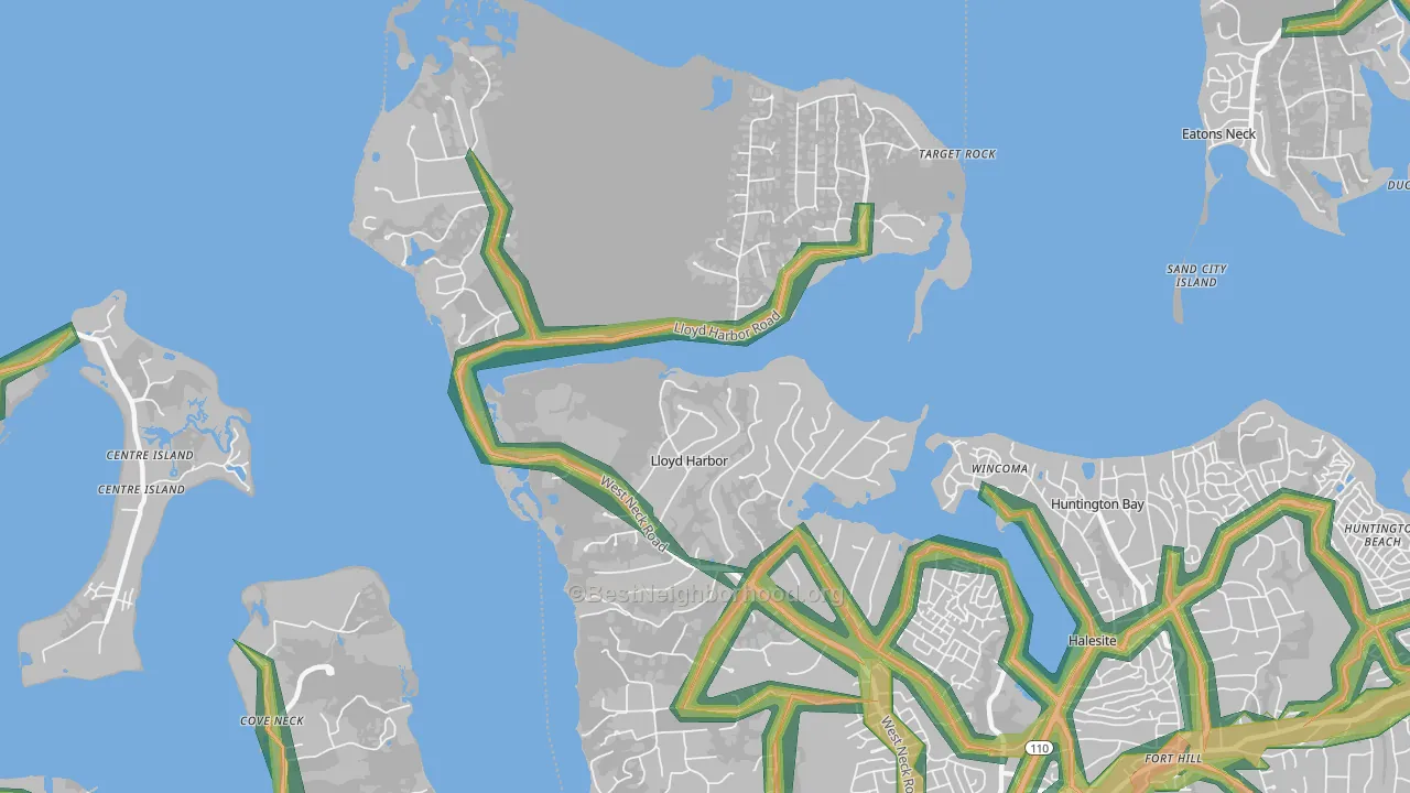 Lloyd Harbor, NY Map of Noise Levels in Lloyd Harbor