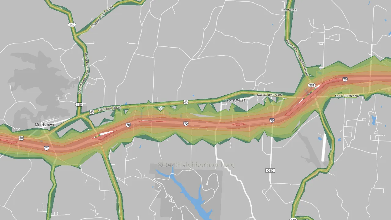 Lloydsville, OH Map of Noise Levels in Lloydsville