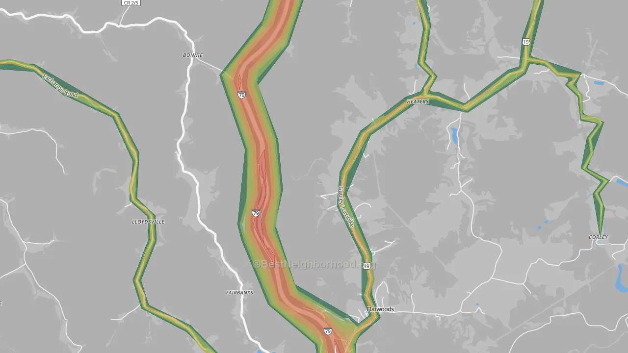 Lloydsville, WV Map of Noise Levels in Lloydsville