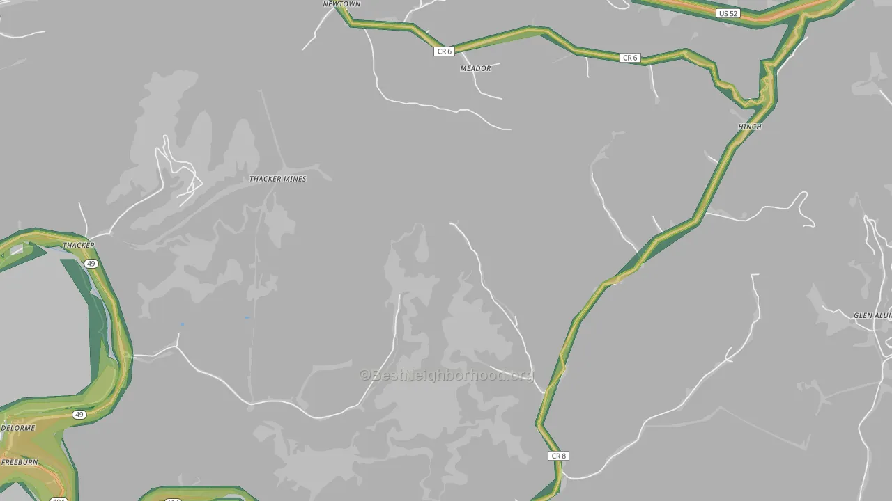 Lobata, WV Map of Noise Levels in Lobata