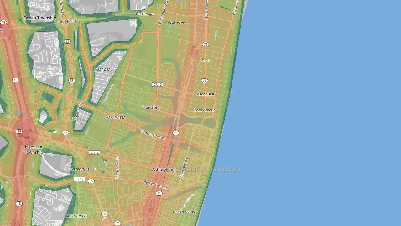 Loch Arbour, NJ Map of Noise Levels in Loch Arbour