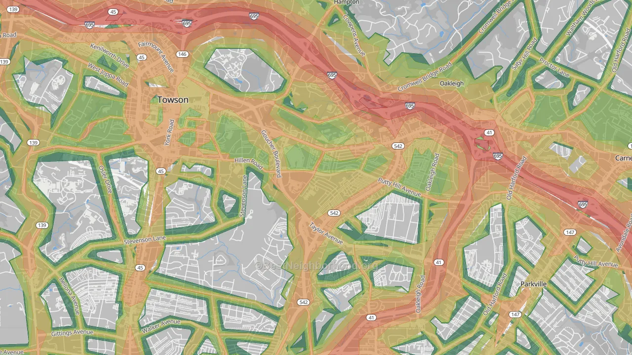 Loch Raven Manor, Towson, MD Map of Noise Levels in Loch Raven Manor