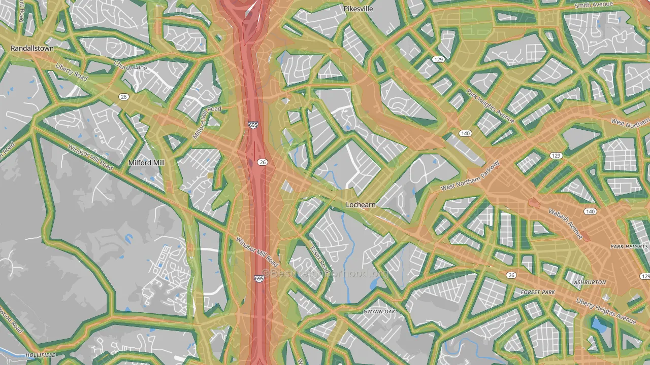 Lochearn, MD Map of Noise Levels in Lochearn