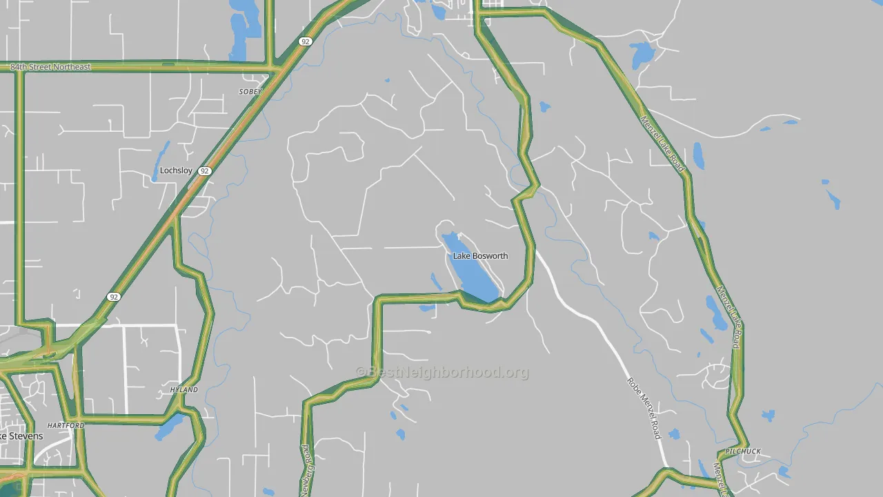 Lochsloy, WA Map of Noise Levels in Lochsloy