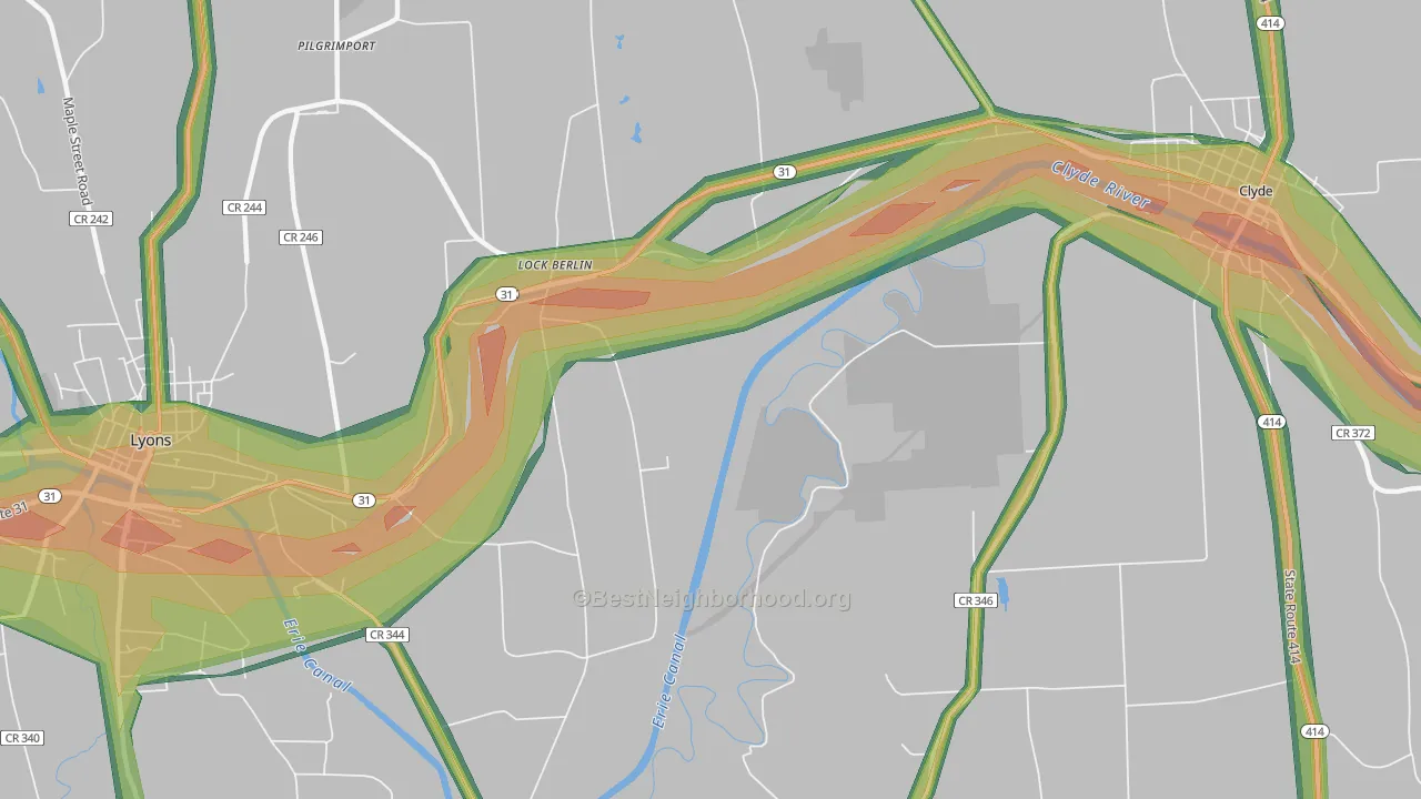 Lock Berlin, NY Map of Noise Levels in Lock Berlin