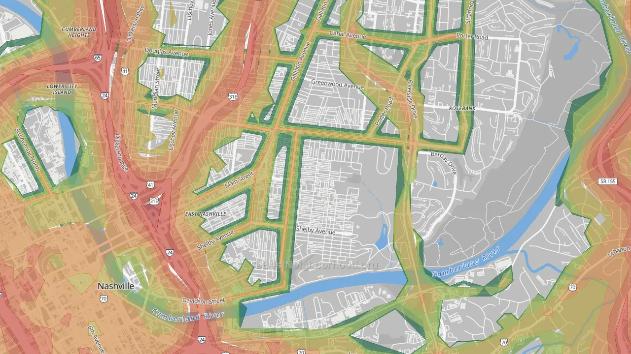 Lockeland Springs, Nashville, TN Map of Noise Levels in Lockeland Springs