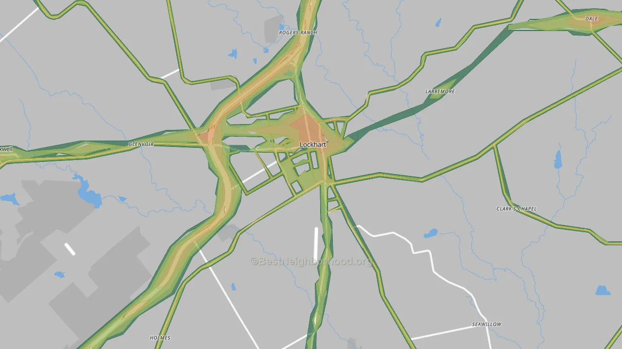 Lockhart, TX Map of Noise Levels in Lockhart