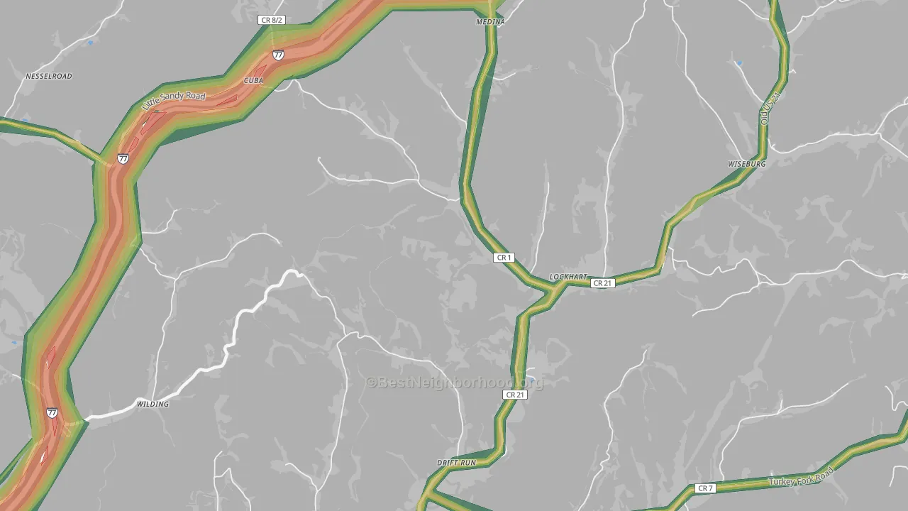 Lockhart, WV Map of Noise Levels in Lockhart