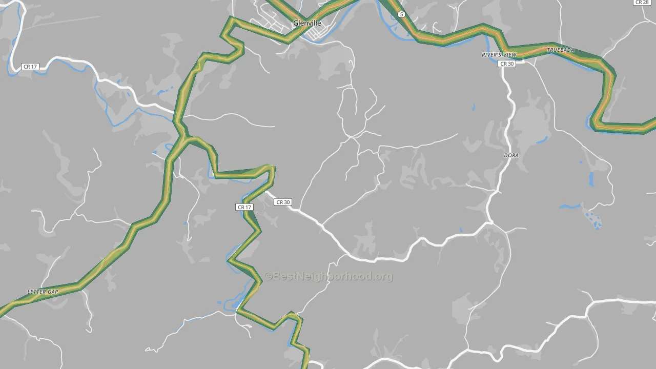 Lockney, WV Map of Noise Levels in Lockney