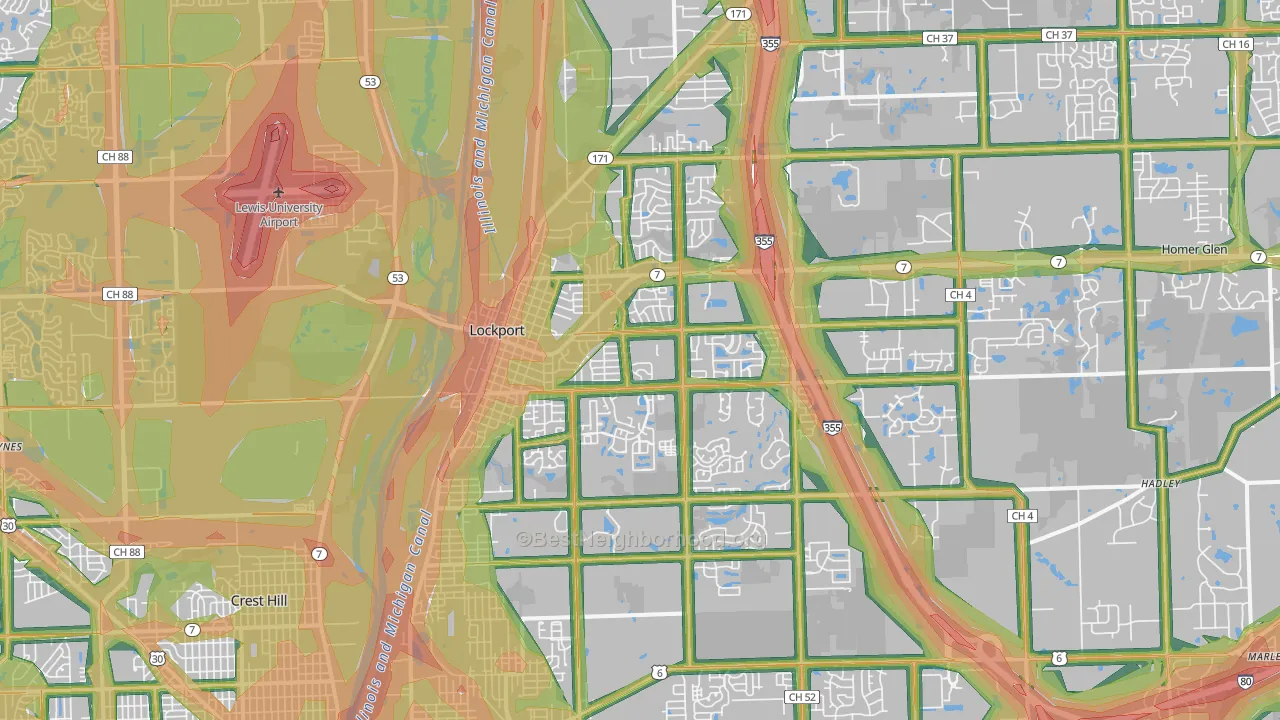Lockport, IL Map of Noise Levels in Lockport