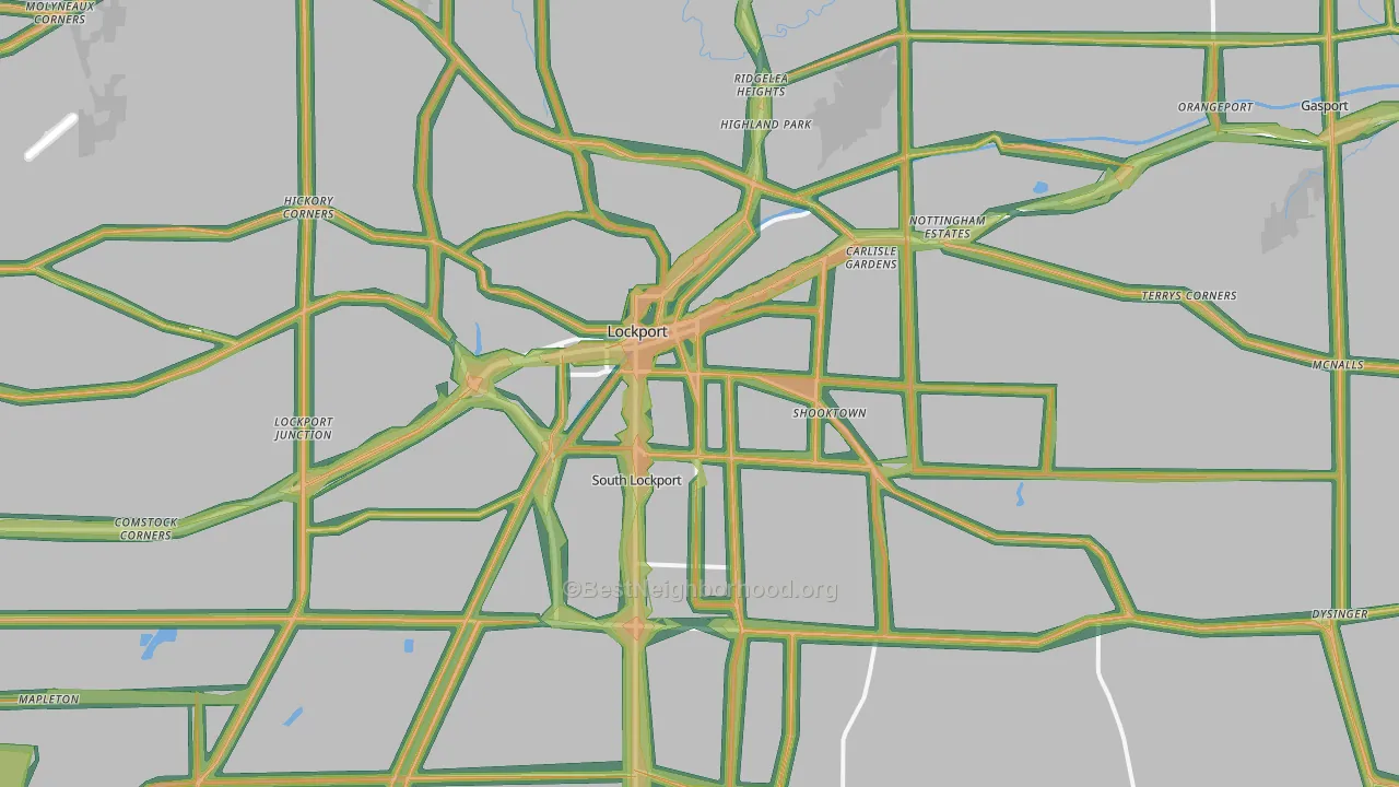Lockport, NY Map of Noise Levels in Lockport