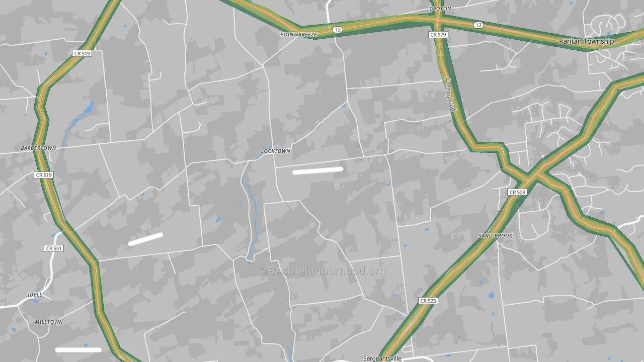 Locktown, NJ Map of Noise Levels in Locktown