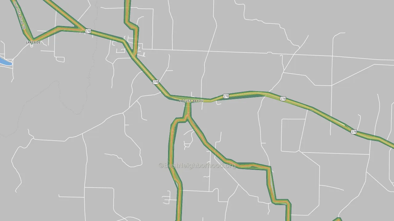 Locust Bayou, AR Map of Noise Levels in Locust Bayou