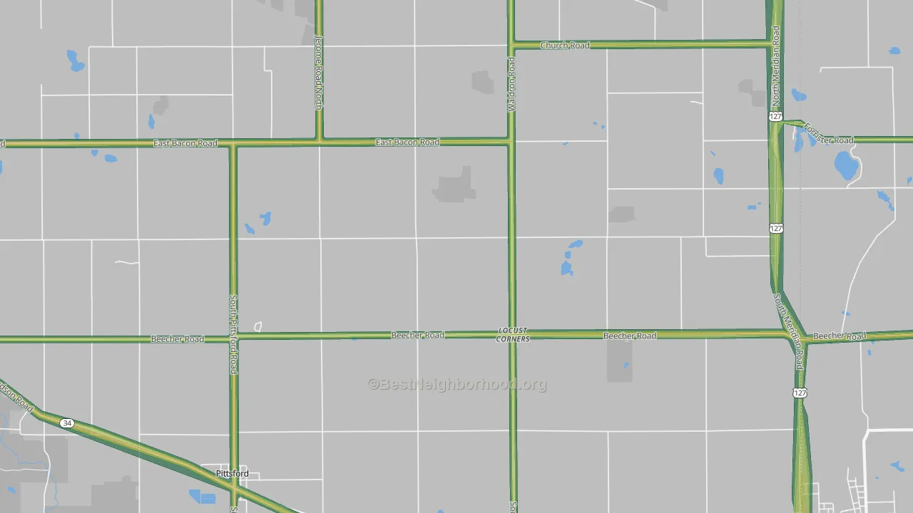 Locust Corners, MI Map of Noise Levels in Locust Corners