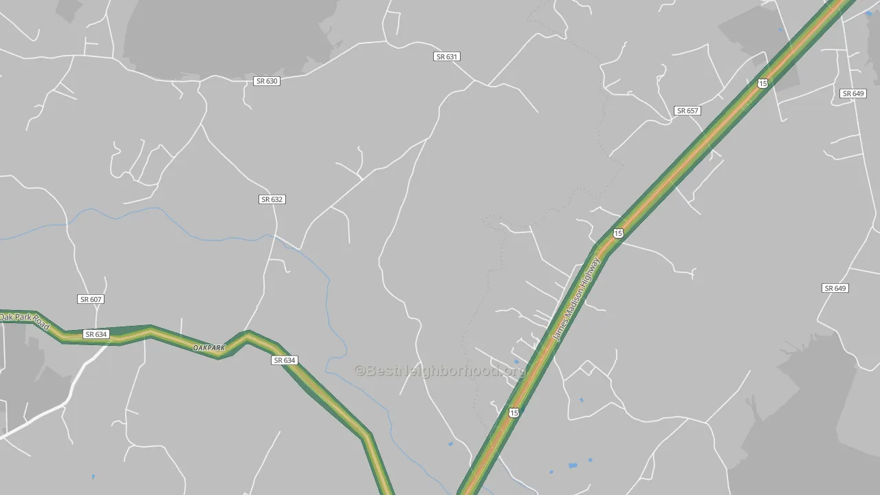Locust Dale, VA Map of Noise Levels in Locust Dale