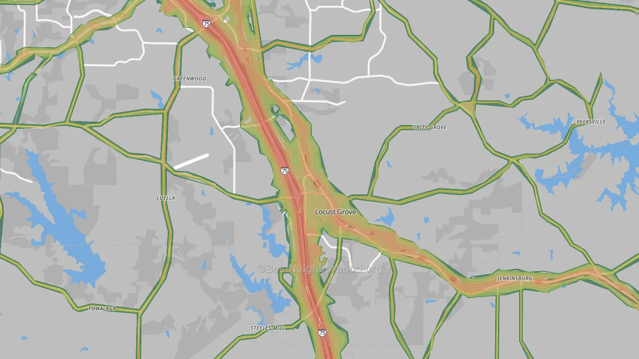 Locust Grove, GA Map of Noise Levels in Locust Grove