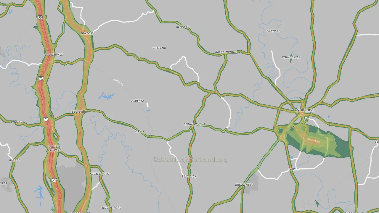 Locust Grove, KY Map of Noise Levels in Locust Grove
