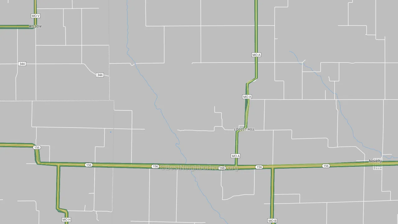 Locust Hill, MO Map of Noise Levels in Locust Hill