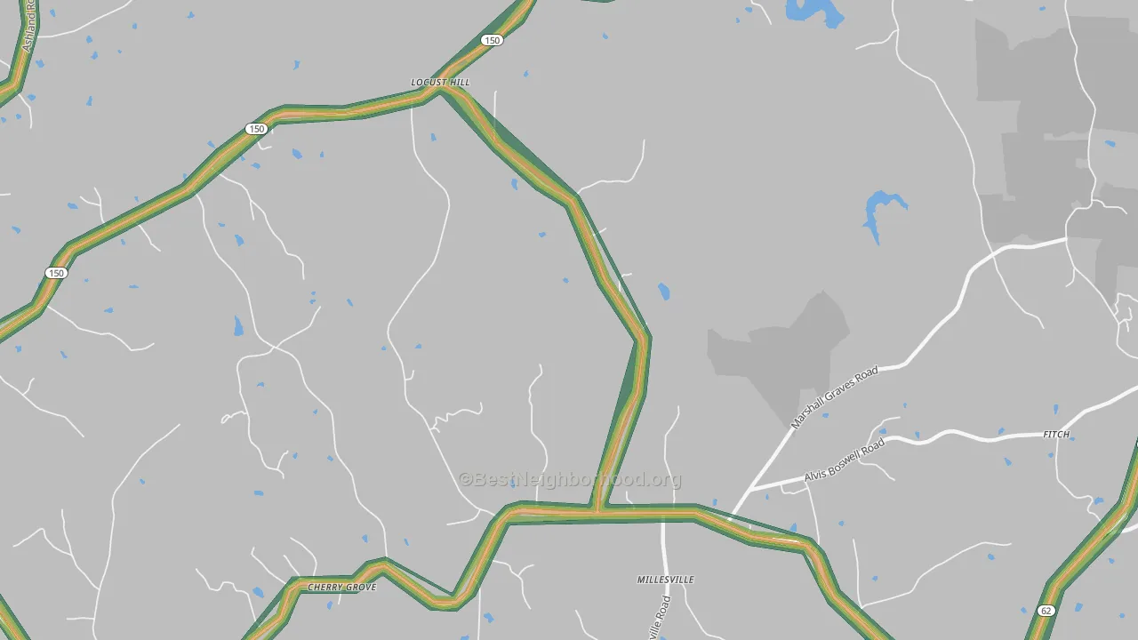 Locust Hill, NC Map of Noise Levels in Locust Hill