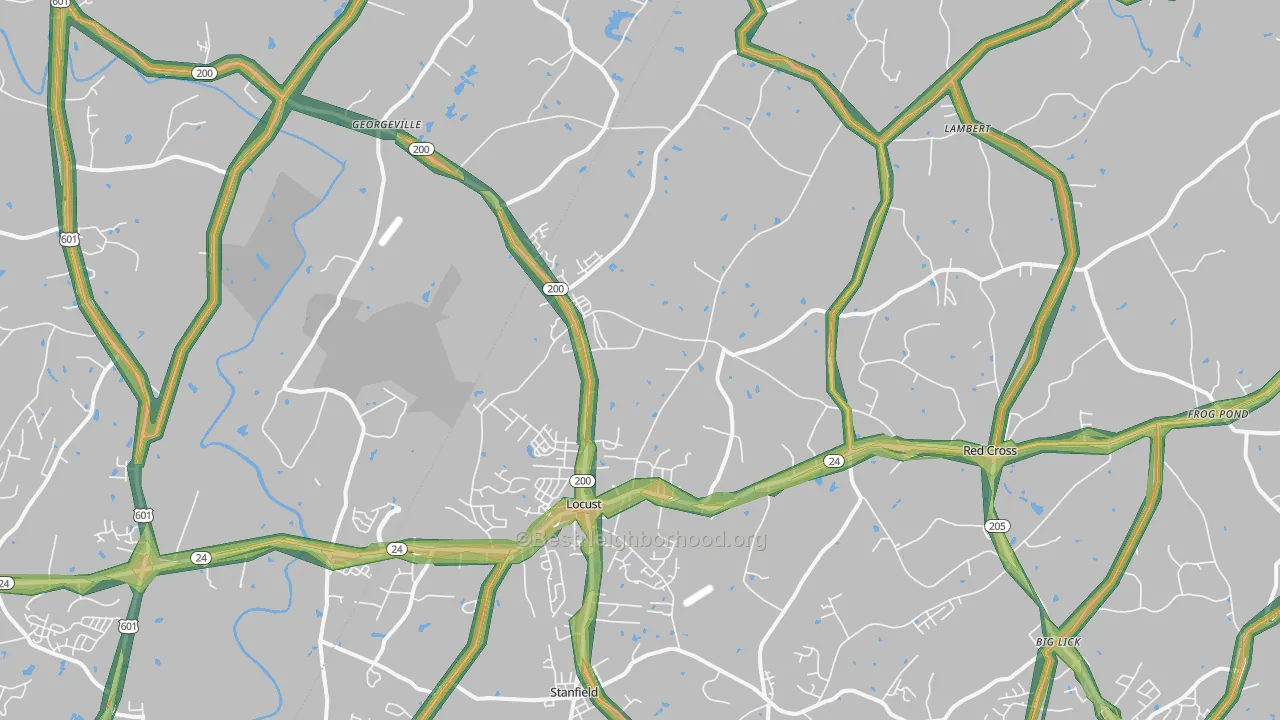 Locust, NC Map of Noise Levels in Locust
