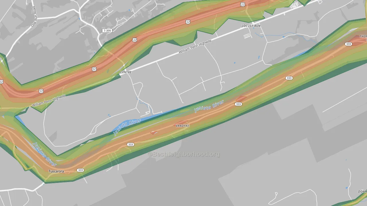 Locust Run, PA Map of Noise Levels in Locust Run