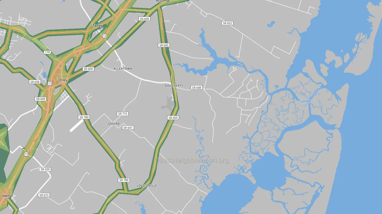 Locustville, VA Map of Noise Levels in Locustville