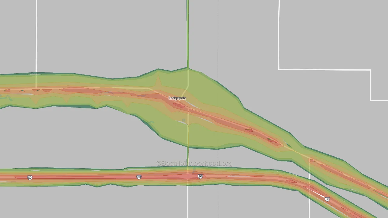 Lodgepole, NE Map of Noise Levels in Lodgepole