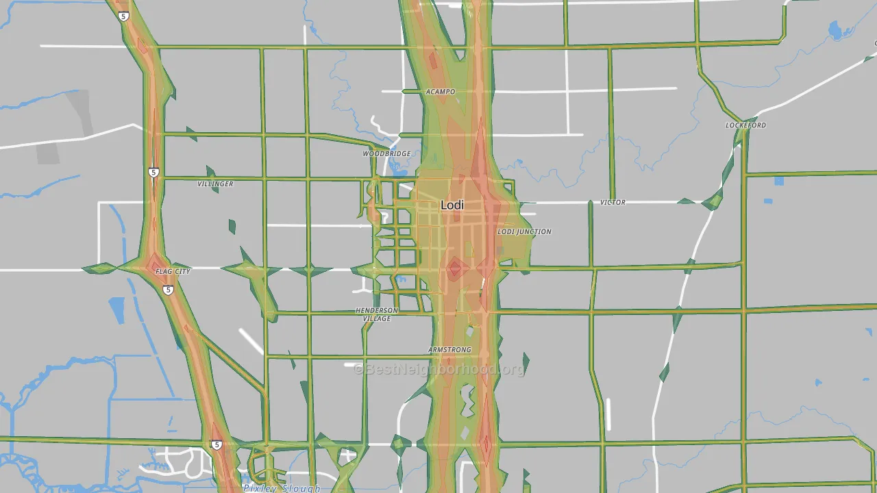 Lodi, CA Map of Noise Levels in Lodi