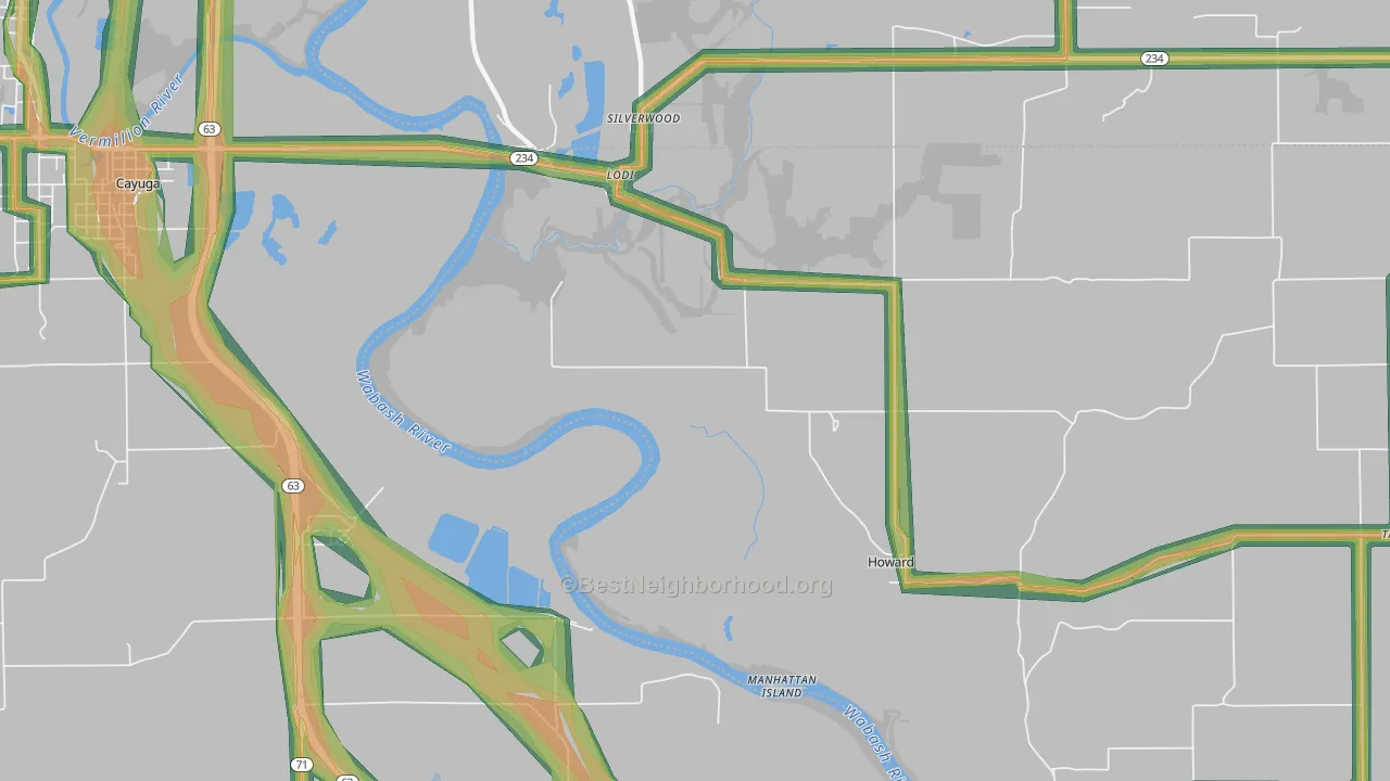 Lodi, IN Map of Noise Levels in Lodi