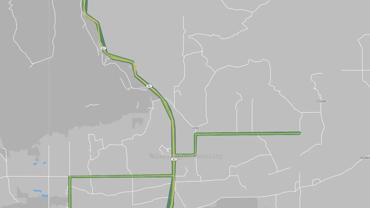 Lodi, OK Map of Noise Levels in Lodi