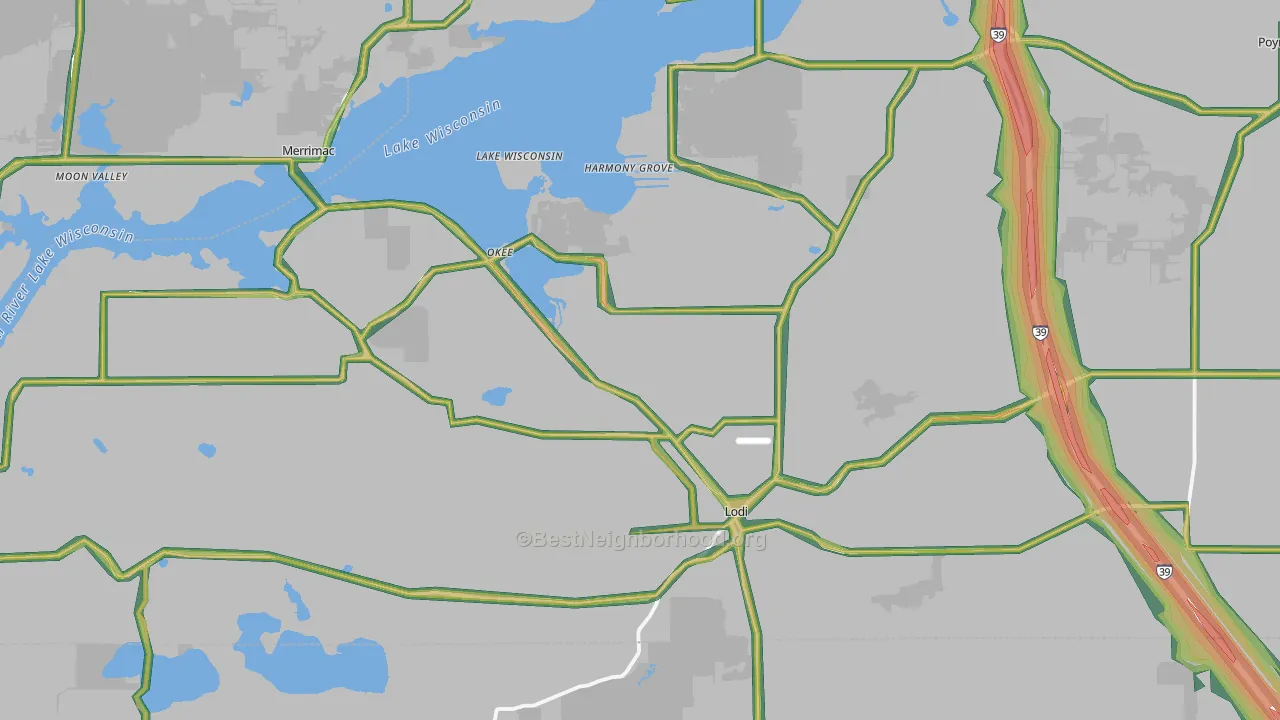 Lodi, WI Map of Noise Levels in Lodi