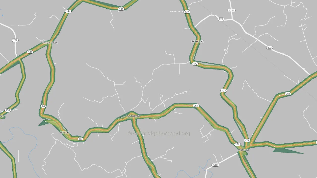 Lodiburg, KY Map of Noise Levels in Lodiburg