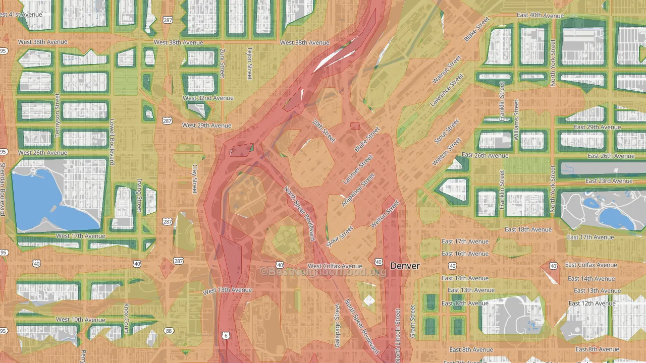 Lodo, Denver, CO Map of Noise Levels in Lodo